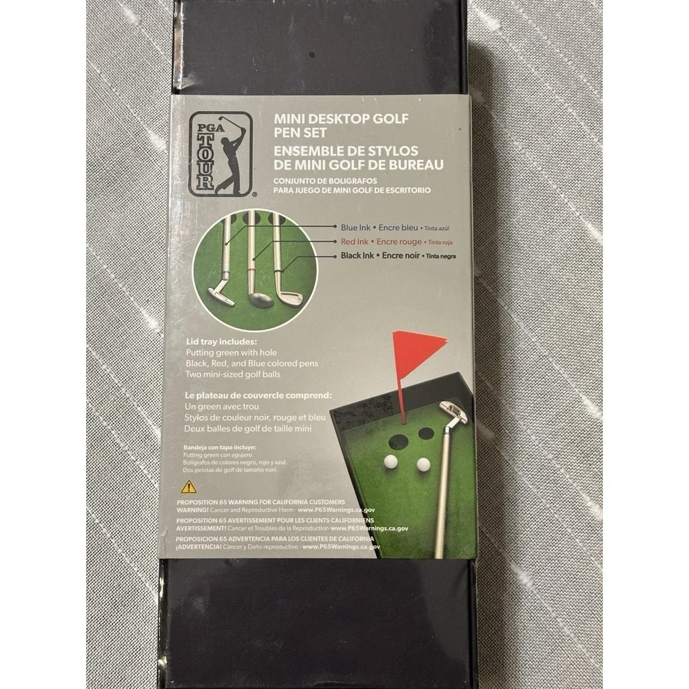 PGA Tour Golf Pen Set & Mini Desktop Putting Green Game 3 Pens New Sealed
